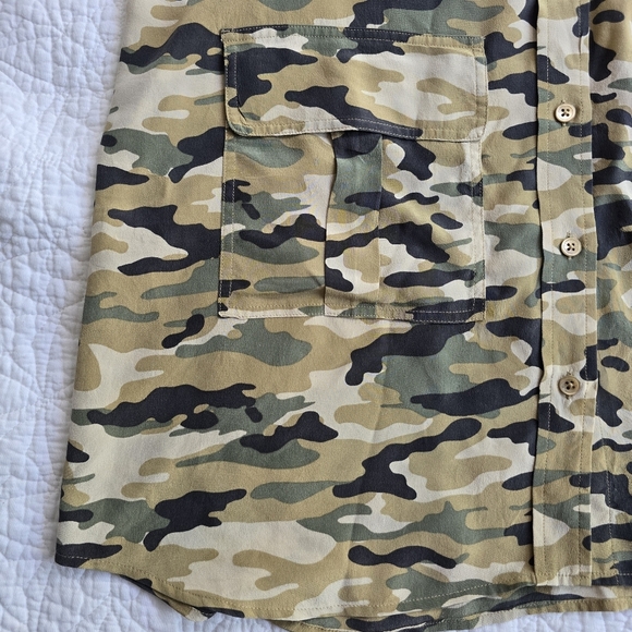 Equipment Silk Utility Button Front Camo Short Sleeve Shirt Dress - Picture 7 of 16